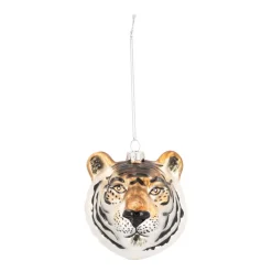 Luxury Christmas Hanger Tiger Head 10 Cm Brown
