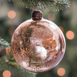 Luxury Craquelé Bauble | Glass | Champagne | 10cm