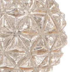 Luxury Geometric Craquelé Bauble | Glass | Champagne | 10cm