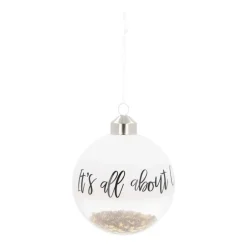 Luxury Glass Bauble It's All About Christmas With Frost 8 Cm