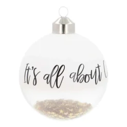 Luxury Glass Bauble It's All About Christmas With Frost 8 Cm