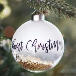 Luxury Glass Bauble It's All About Christmas With Frost 8 Cm