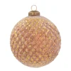 Luxury Glass Christmas Bauble With Relief 10 Cm Taupe