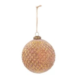 Luxury Glass Christmas Bauble With Relief 10 Cm Taupe