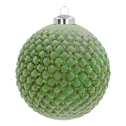 Luxury Glass Christmas Bauble With Relief 10 Cm Christmas Green