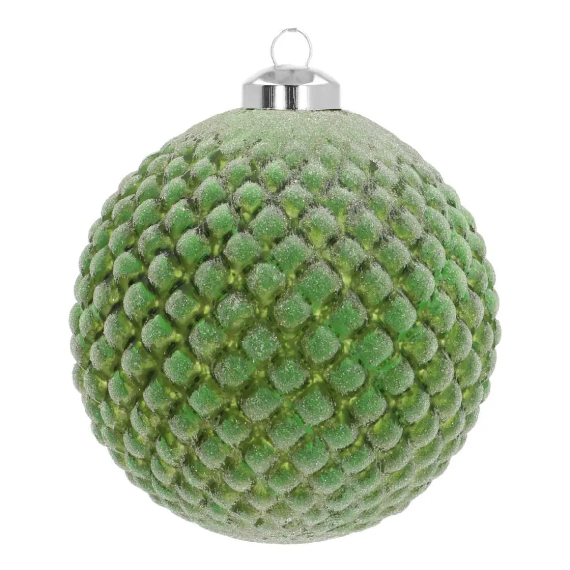 Luxury Glass Christmas Bauble With Relief 10 Cm Christmas Green