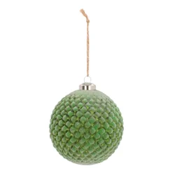 Luxury Glass Christmas Bauble With Relief 10 Cm Christmas Green