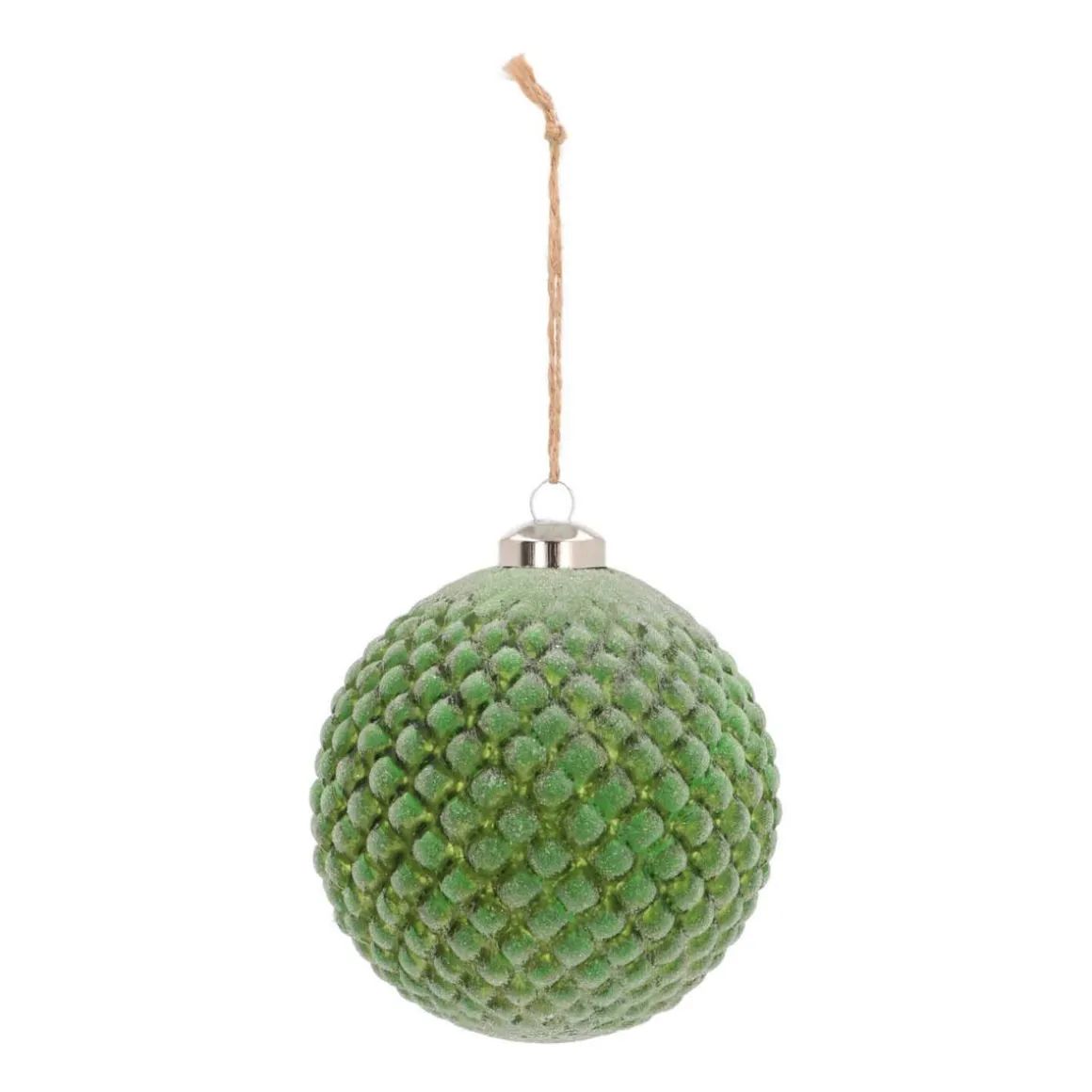 Luxury Glass Christmas Bauble With Relief 10 Cm Christmas Green