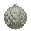 Luxury Glass Christmas Bauble With Geometric Relief 10 Cm Cottage Green