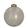 Luxury Glass Christmas Bauble Antique With Lines 8 Cm Cottage Green