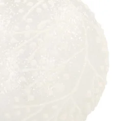 Luxury Glass Christmas Bauble Ice Flowers 8 Cm Milk White