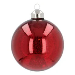 Luxury Glass Christmas Bauble With Mercury Effect 10 Cm Red