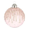 Luxury Glass Christmas Bauble With Icicles 8 Cm Transparant Pink
