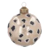 Luxury Glass Christmas Bauble With Leopard Print 8 Cm Light Gold