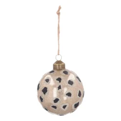 Luxury Glass Christmas Bauble With Leopard Print 8 Cm Light Gold