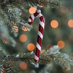 Luxury Glass Hanger Candy Cane 12cm Red White