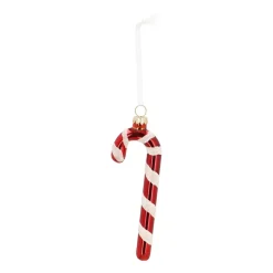 Luxury Glass Hanger Candy Cane 12cm Red White