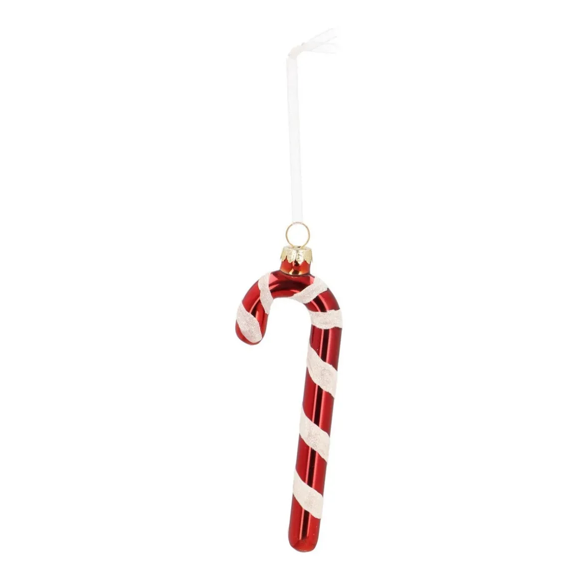 Luxury Glass Hanger Candy Cane 12cm Red White