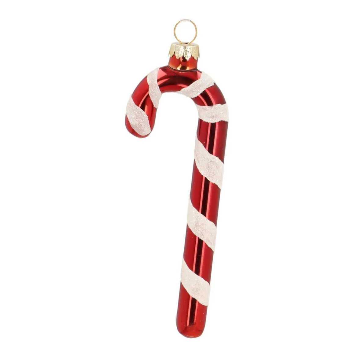 Luxury Glass Hanger Candy Cane 12cm Red White
