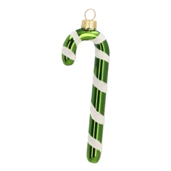 Luxury Glass Hanger Candy Cane 12cm Green White