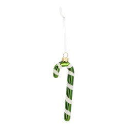 Luxury Glass Hanger Candy Cane 12cm Green White