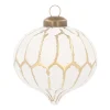 Luxury Glass Onion Christmas Bauble Geometric 8 Cm White-champagne