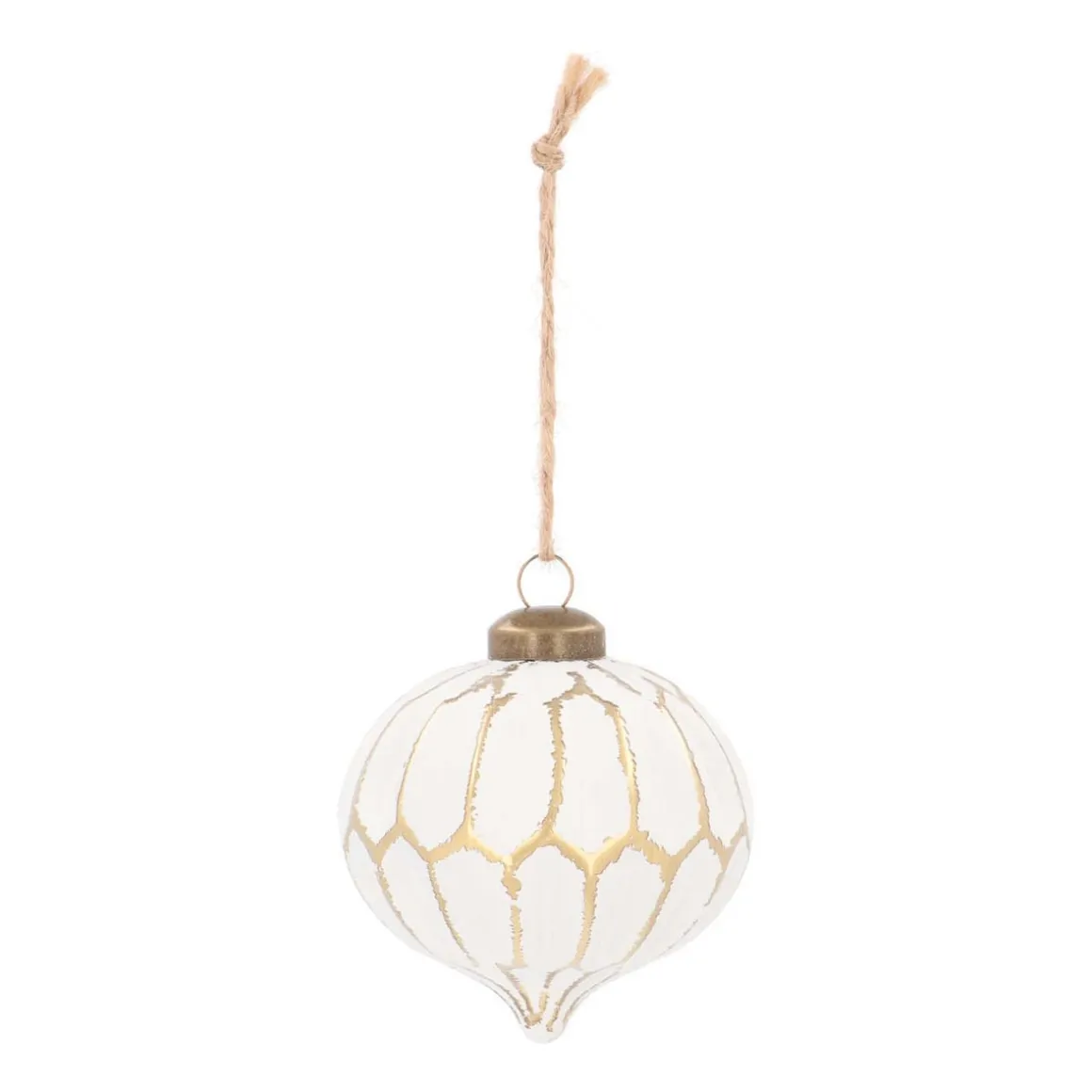 Luxury Glass Onion Christmas Bauble Geometric 8 Cm White-champagne