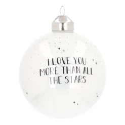 Luxury Glass Printed Christmas Babule 8 Cm ''I Love You More Than All The Stars''