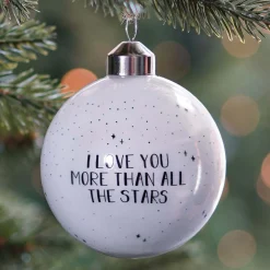 Luxury Glass Printed Christmas Babule 8 Cm ''I Love You More Than All The Stars''