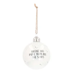 Luxury Glass Printed Christmas Babule 8 Cm ''I Love You More Than All The Stars''