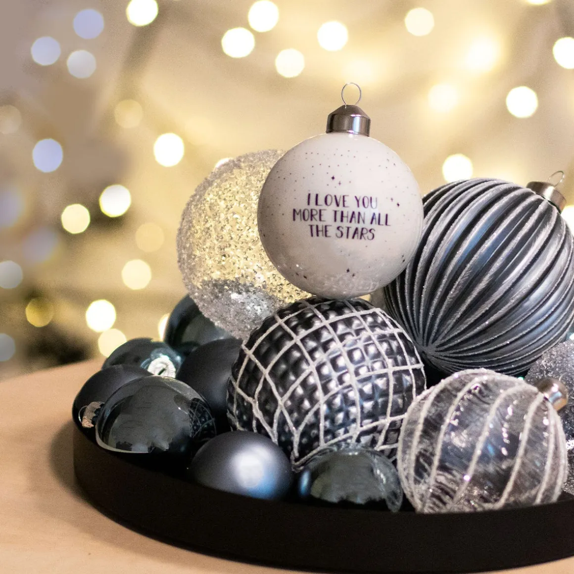 Luxury Glass Printed Christmas Babule 8 Cm ''I Love You More Than All The Stars''