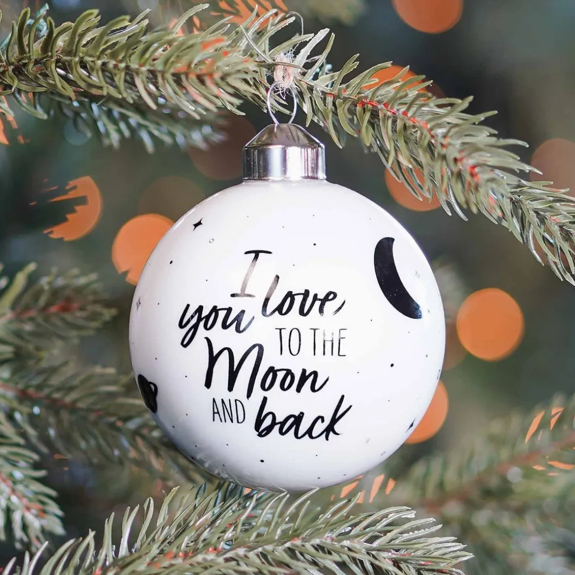 Luxury Glass Printed Christmas Babule 8 Cm ''I Love You To The Moon And Back''