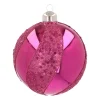 Luxury Glitter Swirl Bauble | Glass | Fuchsia | 10cm