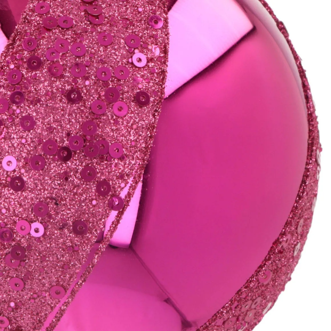 Luxury Glitter Swirl Bauble | Glass | Fuchsia | 10cm