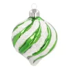 Luxury Onion-Shaped Christmas Bauble With Swirl | Glass | Green-White | 8cm