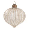 Luxury Onion-Shaped Crackle Christmas Bauble | Glass | Champagne | 8cm