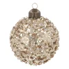 Luxury Sequin Bauble | Glass | Taupe | 8cm