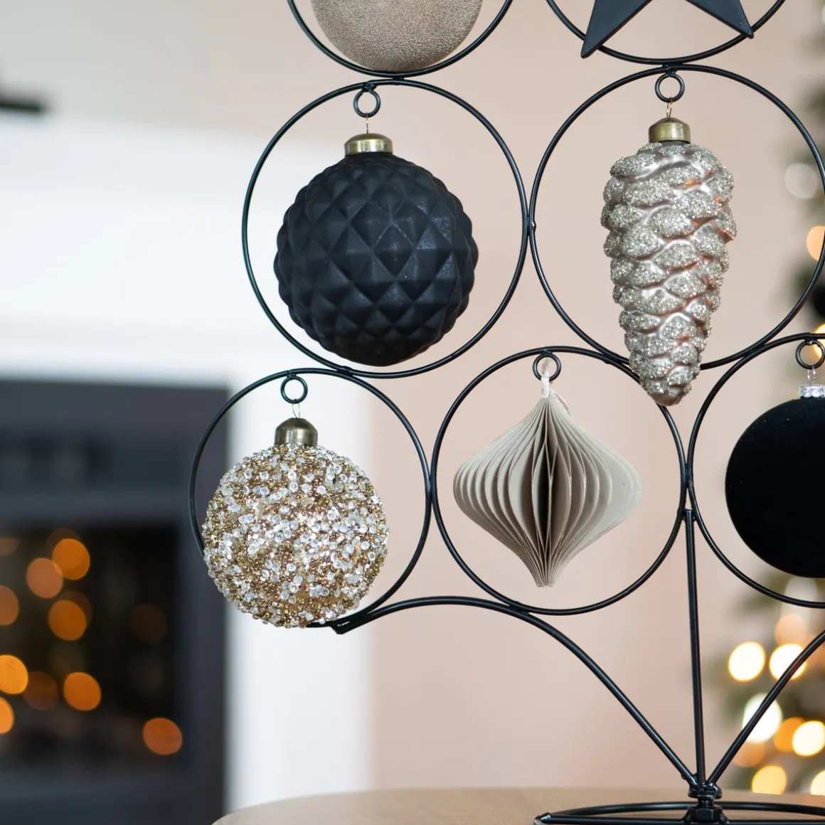 Luxury Sequin Bauble | Glass | Taupe | 8cm