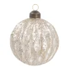 Luxury Transparent Christmas Bauble With Glitter Stripes | Champagne | Glass | 8cm