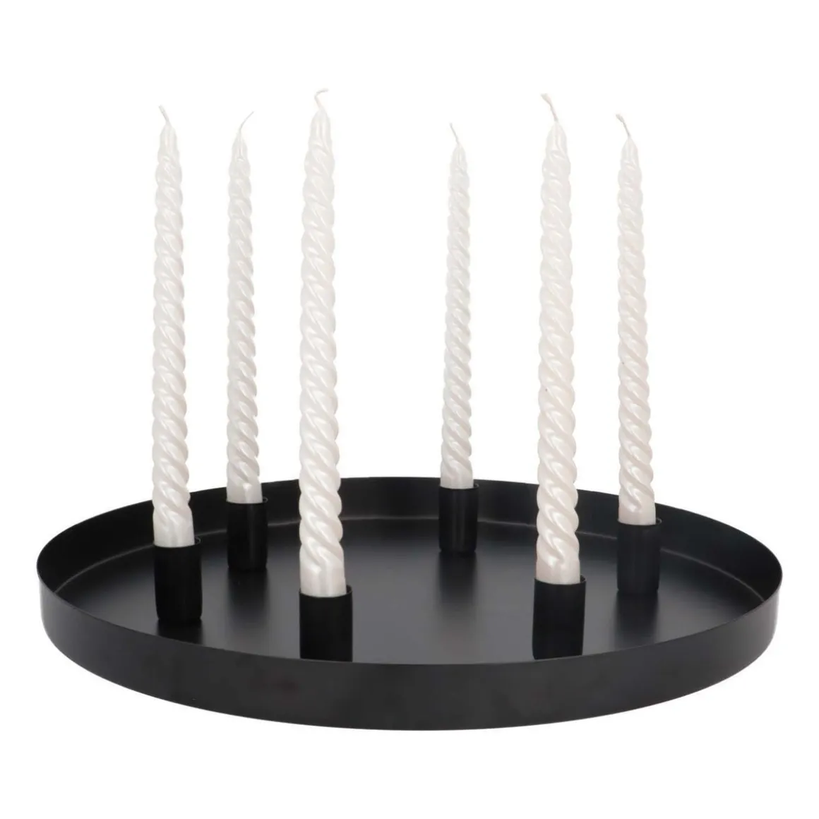 Magnetic Candle Tray | Ø 40 Cm | Matte Black | Includes Candle Holders
