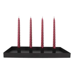 Magnetic Candle Tray | 42x22 Cm | Matt Black | Including Candle Holders