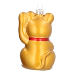 Maneki-neko Glass Hanging Figurine 10.5cm Gold