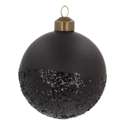 Matte Black Christmas Bauble With Black Glitter Dip