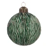 Matte Green Christmas Bauble With Organic Lines
