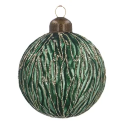 Matte Green Christmas Bauble With Organic Lines