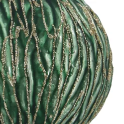 Matte Green Christmas Bauble With Organic Lines
