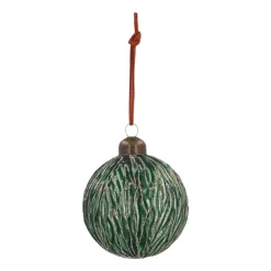 Matte Green Christmas Bauble With Organic Lines
