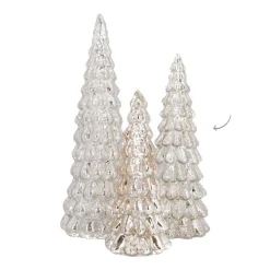 Mercury Glass Tree With LED Lights 21cm Silver