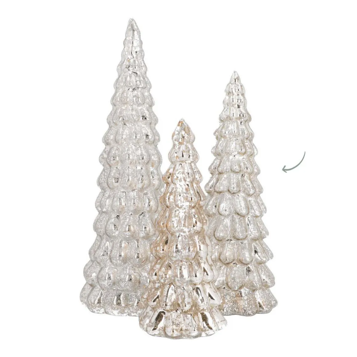 Mercury Glass Tree With LED Lights 21cm Silver
