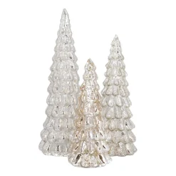 Mercury Glass Tree With LED Lights 33cm Silver